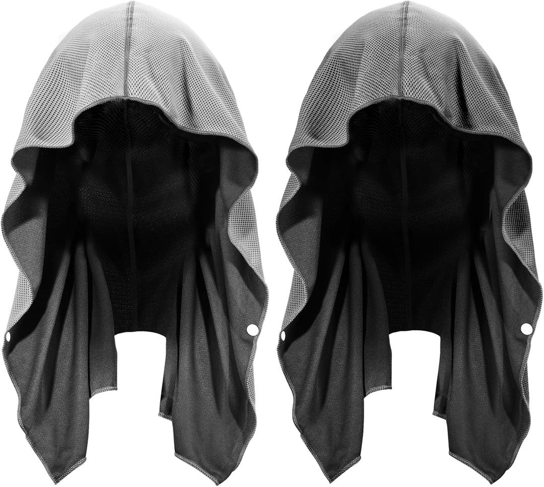 Sukeen Cooling Hoodie Towel for Men, Quick Drying Cooling Towels for Neck and Face, Cooling Head Towels Stay Chill Towel, Sport Workout Cooling Neck Wrap for Hot Weather (Dark Grey)