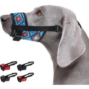 CollarDirect Dog Muzzle - Updated Design Adjustable Soft Breathable Tribal Nylon Dog Mouth Guard Cover for Small, Anti Chewing, Barking & Biting (L/XL)