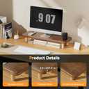 Monitor Stand Riser, 24 Inch Wood Desk Organizer with Monitor Stand & Storage Computer Monitor and Laptop Riser Multifunctional Laptop Stand Desk Organizer for Office Home Screen/Laptop/PC (Walnut)