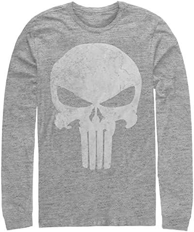 Marvel Big & Tall Classic Punisher Distresskull Men's Tops Long Sleeve Tee Shirt, 4XL