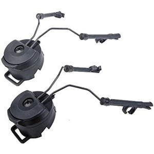 DLP Tactical Helmet ARC Rail Adaptor Set  Compatible with 3M Peltor ComTac Headsets  Fits Fast ACH MICH Crye AirFrame Helmets  Rotating Mount Earmuff Adapter Improves Comfort No Mods (Black)
