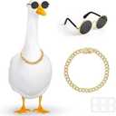 AMZVALU Porch Goose Outfits, Chain Collar and Sunglasses for 17"/23" Plastic Porch Goose Statue, Funny Costume for Lawn Outdoor Garden Yard Decoration and Pet Cosplay Party, 2 Pack