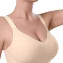 Seamless Bras for Women Full Coverage No Underwire Scalloped Push Up Bras Soft Wireless Comfort Bralettes (US, Alpha, XX-Large, Regular, Nude618)