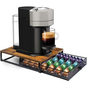 Coffee Pod Holder Drawer Organizer Vertuo Capsules Storage Organizer with Sliding Drawer Compatible For Nespresso Vertuo Pods, Holds up to 56 Small or 28 Big Vertuo Pods Rustic Brown