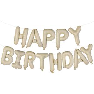 Beige Happy Birthday Balloons Banner 16 Inch Mylar Foil Letters