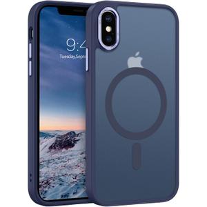 Telaso for iPhone X Case, iPhone Xs Phone Case Compatible with Magsafe Wireless Charging Translucent Matte Back Slim Shockproof Anti-Scratch Anti-Yellow Protective Magnetic iPhone X/XS Case, Navy Blue