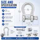 YOUNTHYE 20 PCS M6 Stainless Steel Screw Pin Shackles, 1/4 Inch 304 Stainless Steel Bow Shackle Set, Small Clevis Connectors for Chain, Rope, Anchor Lines, Tie Downs, Trailer and Outdoor Utility Use