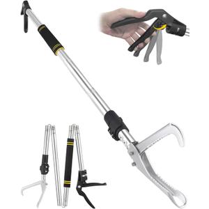 69 Inch Long Snake Tongs, Stainless Steel Snake Grabber Tool, Professional Snake Catcher for Safe Reptile Handling