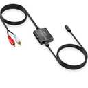 eSynic RCA to Optical Audio Converter-7ft Cable Long-Only from RCA to SPDIF Toslink-Not Bi-Directional-Easy to Setup-Aluminum Alloy Analog to Digital Audio Adapter for CD Player to Optical Soundbar (Light-Weight)