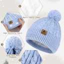 Kids Winter Hat Gloves Scarf Set Toddler Winter Beanie with Pom Knit Neck Warmer Fleece Lined Gloves for Boys Girls (2-8 Years, Blue Mix)