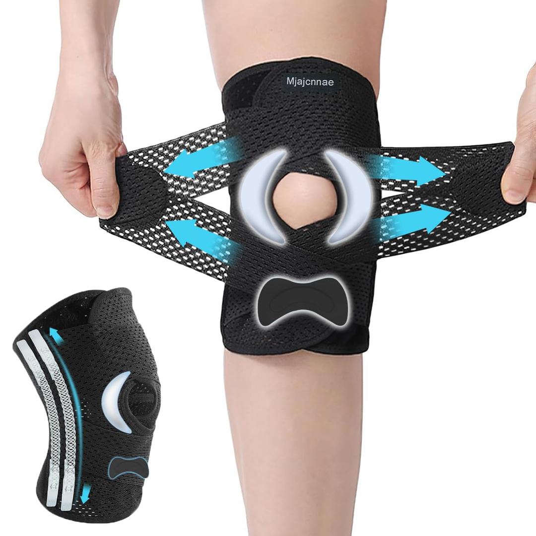 Knee Brace for Women & Men, Knee Brace for Knee Pain, Meniscus Tear, Adjustable Knee Support with Side Spring Stabilizers for Meniscus Tear,-0321
