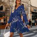 MixShe Summer Dresses for Women 2025 Wedding Guest Dress Fall Fashion Italian Outfits Elegant Classy Homecoming Clothing Plus Size Beach Vacation Clothes A Navy Floral Medium (Blue, M)