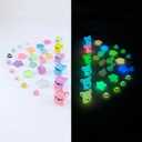 28 PCS Glow in The Dark Mini Resin Figures with Adhesive Base, Luminous Monitor Buddies & Desktop Ornaments, Kawaii Tiny Animals & Stars for Car Dashboard, Keyboard, DIY Fairy Garden Decor