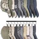 Mkono Hat Rack Wall Mount Set of 2 Hat Storage Organizer for 20 Baseball Caps, Modern Metal Closet Hat Hooks for Wall, Ball Caps Holder Organizer for Bedroom Entryroom Closet Organization, Black