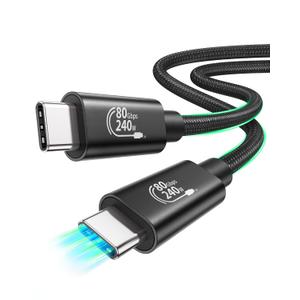 Fitee Thunderbolt 5 Cable 5FT Compatible, 80Gbps USB4 Cable, PD3.1 240W Charging, 120Gbps Video Bandwidth, 16K/Dual 8K, Braided USB C Video Cables for iPhone 16, MacBook Pro, Mac mini, PSSD, Display