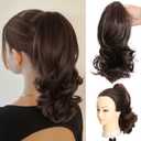 Tmlkhl Claw clip Ponytail Extension 14 Inch Short Clip in Ponytail Brown Color Ponytail Extension for Black Women Hair Extensions Cheer Ponytail Hair Piecefor Daily Use Curly Ponytail Drawstring