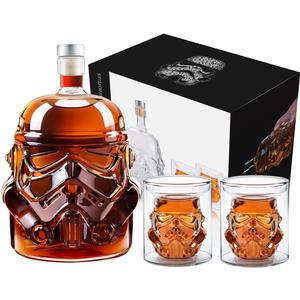 Whiskey Decanter With 2 Glasses, Transparent Creative Flask Carefe Decanter for Brandy, Scotch, Bourbon, Vodka, Liquor Christmas Gift for Men,Dad,Husband,Boyfriend