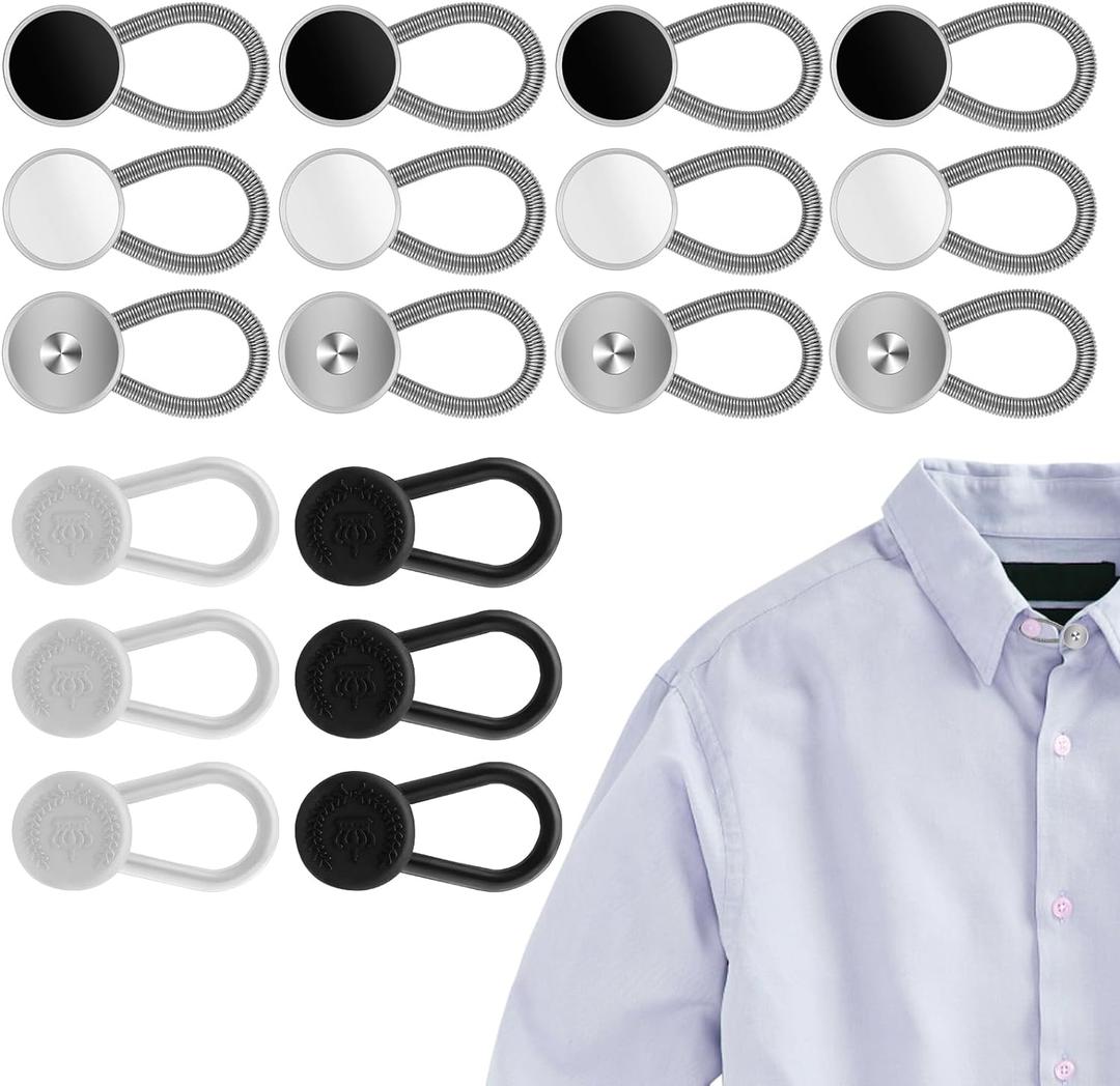 4 x Ouligay 18PCS Collar Extenders Shirt Collar Extenders Pants Button Extender Extender Button Set Collar Button Extender for Mens Dress Shirts Suits Trouser, Coat, Shirts