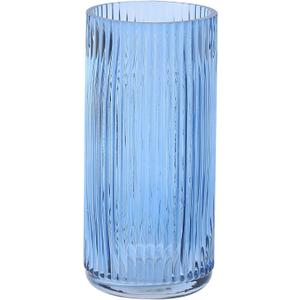 Ribbed Glass Vase, Blue Glass Vase for Bouquet, Modern Vases for Flowers, Ribbed Vases for Living Room, Bathroom, Dining Table, Office, Wedding, Centerpieces, 8 Inches
