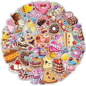100 Pcs Candy Stickers - Candyland Sticker Waterproof Decals for Water Bottles Laptop Luggage Computer Scrapbooking Teens Adults Girls Kids Funny Birthday Decorations
