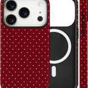 Magnetic for iPhone 17 Pro Max Case Cute Polka Dot Phone Case, Shockproof Slim TPU and Hard PC Protective Phone Cover Compatible with MagSafe Designed for Women Girls, Red