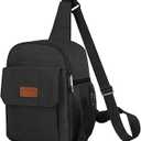 Joymee Sling Lunch Box Lunch Bag for Women Men Adult Portable Leakproof Reusable Insulated-Crossbody Lunchbox small Cooler with Shoulder Strap Side Pockets Front Pocket for Work Travel, Black
