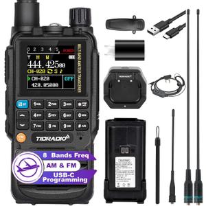 TIDRADIO TD-H3 Ham Radio Multi-Band Two Way Radio with AirBand & TD-771 Long Antenna,USB-C Programming & Charging,2500mAh Battery,One Key Frequency Match,DTMF FM AM NOAA VOX SCAN,Walkie Talkies