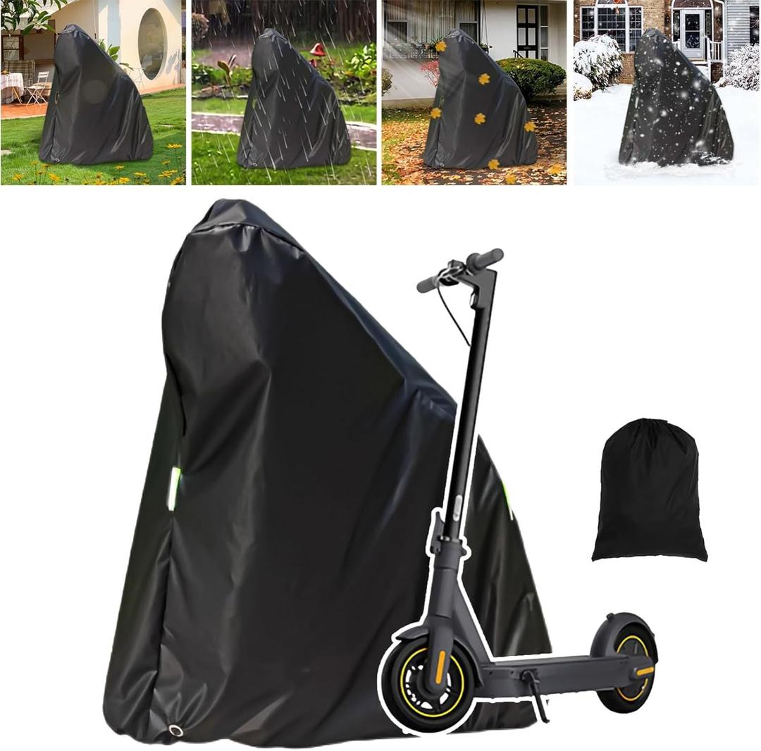 Electric Scooter Cover, Universal Scooter Cover, Waterproof Sun, Tear Proof Night Reflective and Lock-Holes&Storage Bag for With Seat or Without Foldable Kick Scooter(Without Seat, 47"(L)x45"(H))