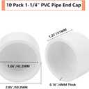 10 Pack 1-1/4"PVC Pipe End Cap Fitting Schedule 40 Furniture Grade 1-1/4" PVC Pipe Plug Adapter for Build Furniture DIY Garden Shelf, White