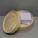 2 Tier Bamboo Steamer- 10" Baskets With Handle, Silicone Liner, Adapter, Molder Press For Cooking Vegetables Dumpling Press & Dough Cutter for Steaming Chinese Asian Food & Bao Bun, Dim Sum Potsticker