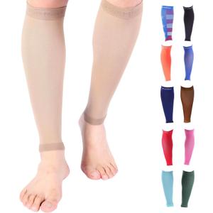 Doc Miller Compression Calf Sleeve for Men & Women  20-30mmHg Graduated Support for Running, Shin Splints, Calf Strain  Knee High, Small to 6XL Plus Size (Tan Skin)