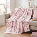 Horaldaily Spring Summer Flannel Blanket Throw, Pink Cherry Blossom Watercolor Flowers Soft Fuzzy Plush Cozy Fleece Blankets for Couch Sofa Bed Lounging, Ideal Gifts for Kids Adults Self, 50x60