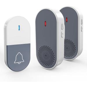 Wireless Doorbell Kit for Home,Classroom,Bedroom,Kids Room,Safe Plug-in Remote Door Bell Ringer with Button,Battery Operated Portable Indoor Mini Doorbells for Teachers,Smart Door Bells for Room (2 Receivers & 1 Button)