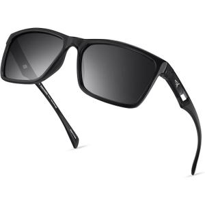 KastKing FlatRock - Gafas de sol deportivas polarizadas para hombres y mujeres, ideales para conducir, pescar, ciclismo, correr, proteccin UV (Marco: negro brillante. Lentes: Humo)
