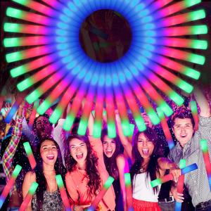 OLUPP 70 PCS LED Foam Glow Sticks Bulk, Glow in the Dark Party Supplies with 3 Modes Colorful Flashing, Foam Light Up Sticks for Wedding,Birthday,Neon Party,Carnival,Concert,New Year
