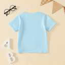 Toddler Girl Back to School Outfit Hello Kindergarten Short Sleeve T-Shirt First Day of School Tops (Blue)