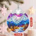 3 x Stained Glass Ornament, Christmas Ornament, Hanging Ornaments for Home Decor & Christmas Tree Ornaments  Exquisite Holiday Decor, Xmas Gifts & Holiday Present - Mountain Landscape (Night Court a)