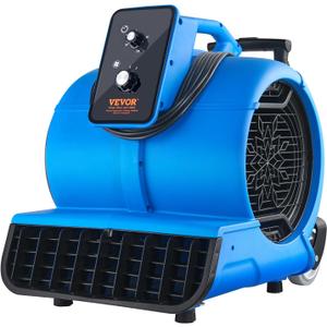 VEVOR Floor Blower, 1560 RPM 4000 CFM, Air Mover for Drying and Cooling, Portable Carpet Dryer Fan with 3 Blowing Angles, Timer, 3-Speeds Adjustment, for Janitorial, Home, Commercial Use (490 x 400 x 480 mm)