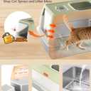 XL Extra Large Stainless Steel Cat Litter Box with Lid, 3-in-1 Enclosed/Open, Durable Metal Litter Box for Big, Multi Cats, Non-Stick, Odor Control, Easy Cleaning, Durable ABS Lid, Green