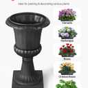 VEVOR Plastic Urn Planters, 15.8 x 26.4 Inch, 2 Pack Black Classic Flower Pots Front Porch Planters, Indoor & Outdoor Vase for Wedding, Party, Event, Home, Stage, Garden, Balcony, Patio Decoration