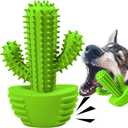 Dog Chew Toys, Toothbrush Stick Teeth Cleaning Brush Dental for Small Medium Large Dog, Rubber Squeaky Toys for Aggressive Chewers Cactus Tough Toys (For Medium Dog, Grassgreen)