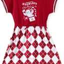 Harry Potter Dress Girls Clothes Gryffindor Hedwig Owl Print Short Sleeves Sun Dress Summer Casual for Teen Girls (7-8 Years, Burgundy)