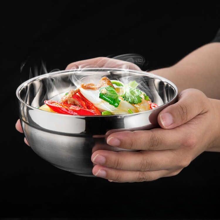 1PC Double Layer 201 Stainless Steel Bowl Multi-purpose Stackable Bowls for Dinner Dessert Fruit Salad Kitchen Tableware Utensils 550ml