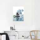 CCWACPP Zen Wall Art Spa Stone and Elegant Blue Orchid Flower on the Water Picture Canvas Prints Artwork Relax Zen Spa Meditation Room Decor (16x24inch)