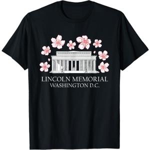 Lincoln Memorial Washington DC Monument Cherry Blossoms T-Shirt, Large