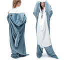 Touchat Shark Blanket for Adult & Kids Super Soft Cozy Flannel Throw Wearable Blanket, Cartoon Animals Shark Onesie Hoodie, Sleeping Bag Cosplay Shark Costume Blanket Gifts for Shark Lovers (Blue,M)
