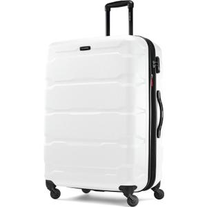 Samsonite Omni PC Hardside Expandable Luggage with Spinner Wheels, Checked-Large 28-Inch, White