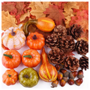 FEPITO 56 Pcs Fall Thanksgiving Decorations, Mini Artificial Pumpkins, Pine Cones, Fall Leaves, Acorns for Fall Party Decorations, Autumn Decorating Kit Halloween Thanksgiving Party Supplies