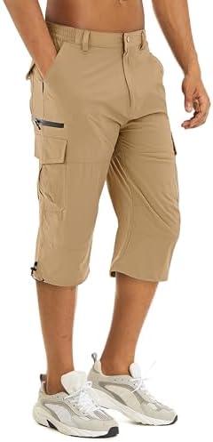 TACVASEN Men's Capri Pants Quick Dry Cargo Hiking Water Resistant Work Summer Long Shorts Below Knee 36