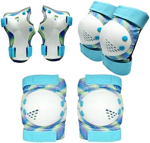 ENHERWE 8-14 Years Girls Kids Youth Protective Gear Set for Skateboard,Cycling Bike Rollerblading Scooter,Kids Knee Pads and Wrist Guards,Elbow Pads Set for Outdoor Sports,Blue